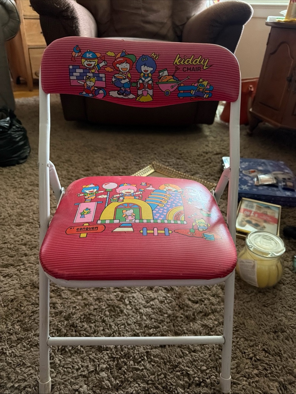Kiddy Chair red Folding Kids Chair with Cartoon Print